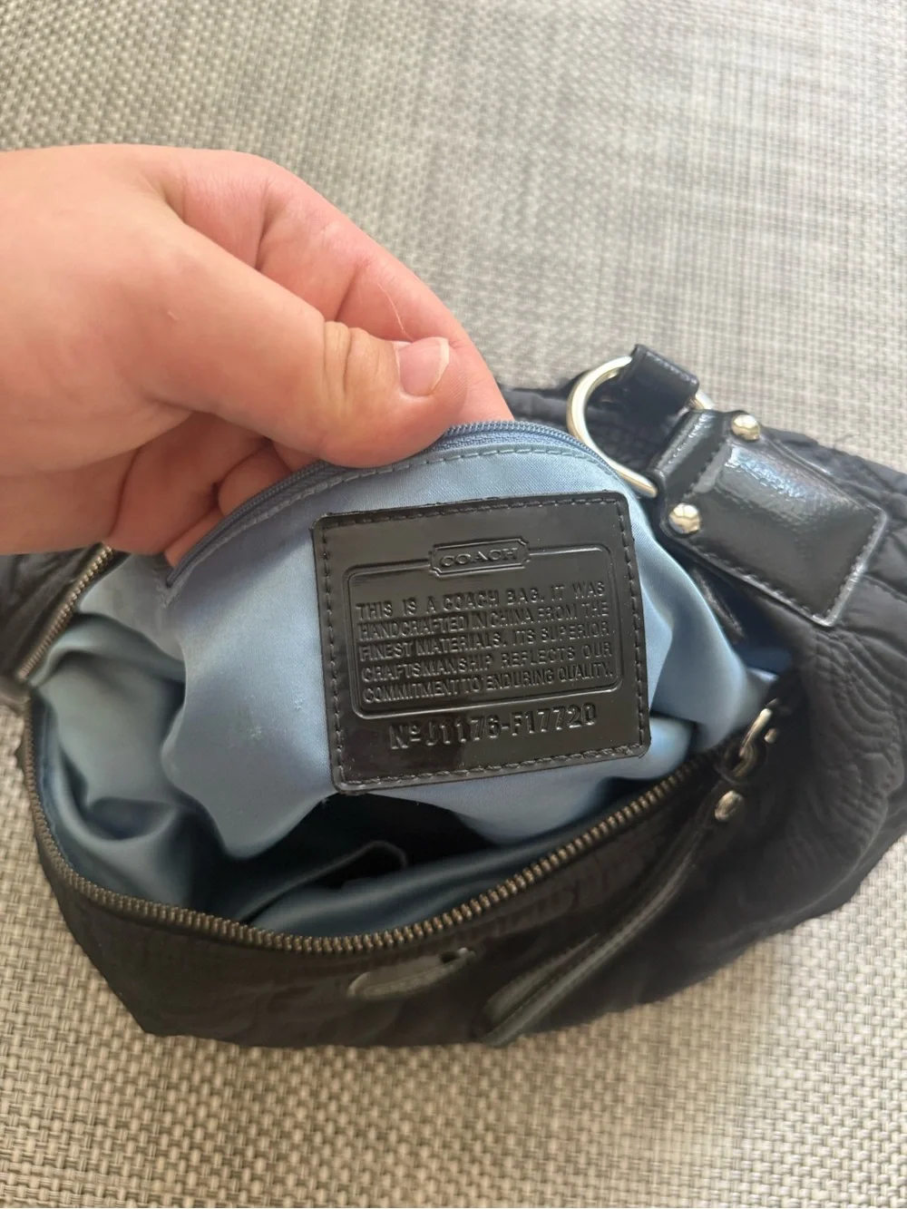 Coach Quilted Nylon Hobo Shoulder Bag - Black Used